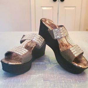 Nwob love and liberty wedge slide flip-flop sparkly sandal 37